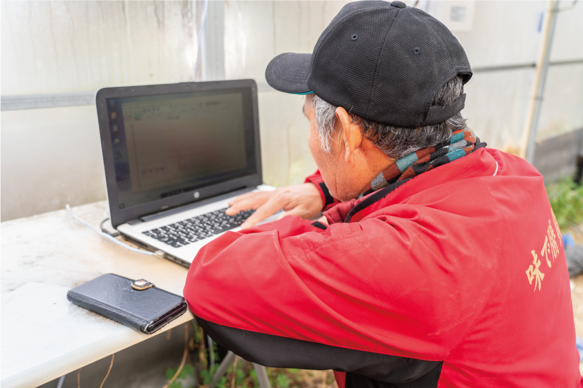 ITの力を利用して小串トマトを栽培する一瀬さん